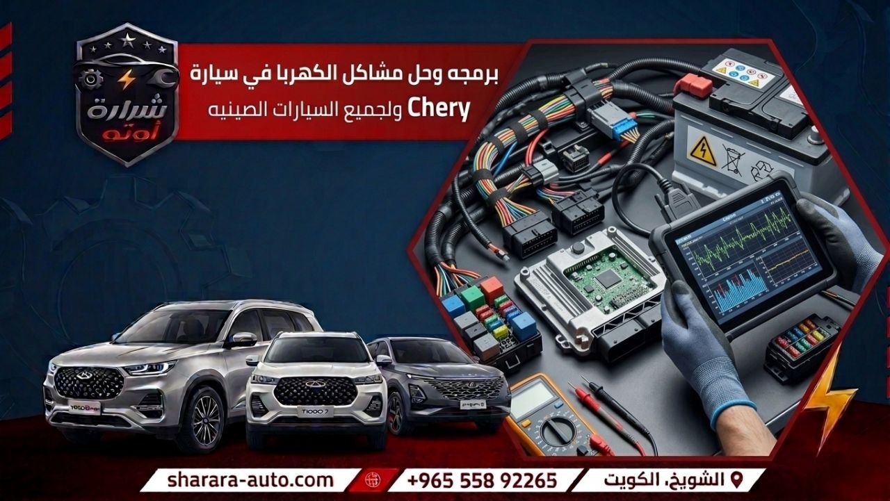 برمجه وحل مشاكل الكهربا في سيارة Chery ولجميع السيارات الصينيه اقوى كراج بالكويت شرارة اوتو 55892265