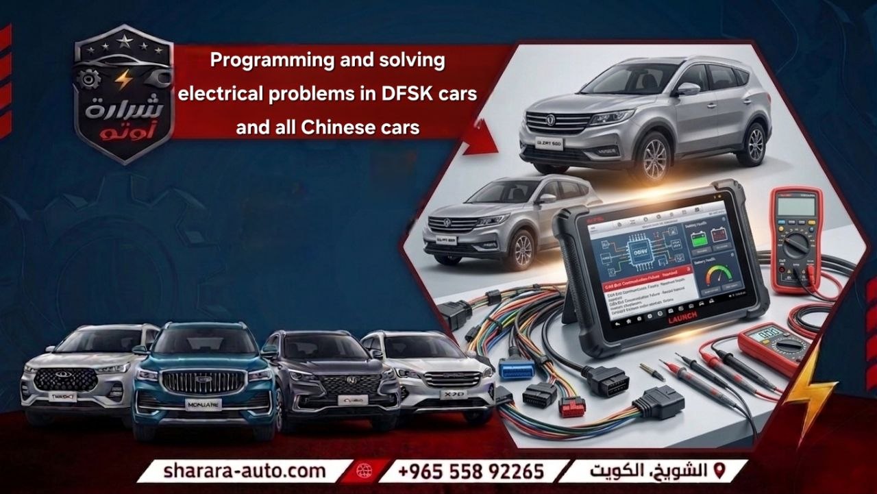 programming and electrical troubleshooting service for DFSK and all Chinese cars at Sharara Auto Garage in Kuwait, managed by Ahmed Al-Zoubi 55892265